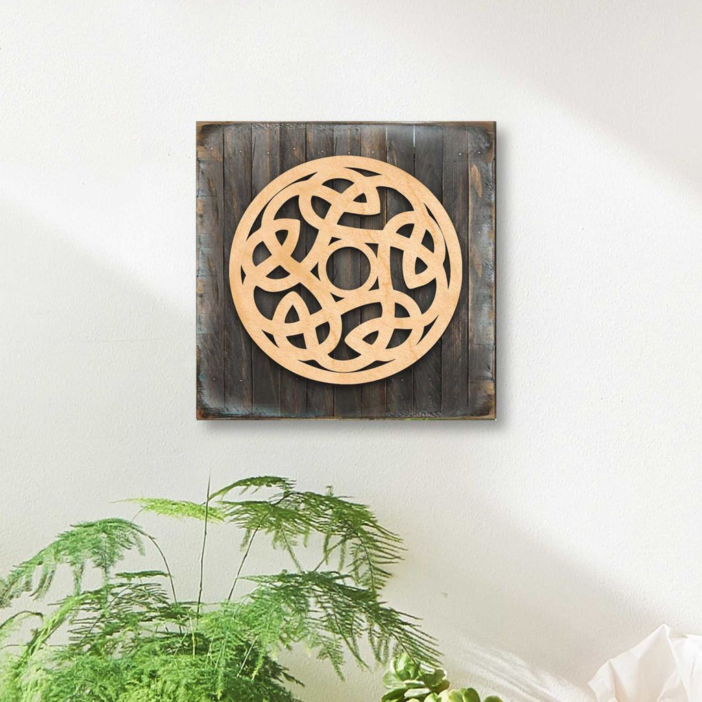 Celtic Spiral Wood Box Sign Wooden Wall Art by Celtic Art - Celtic Decor - 953164B