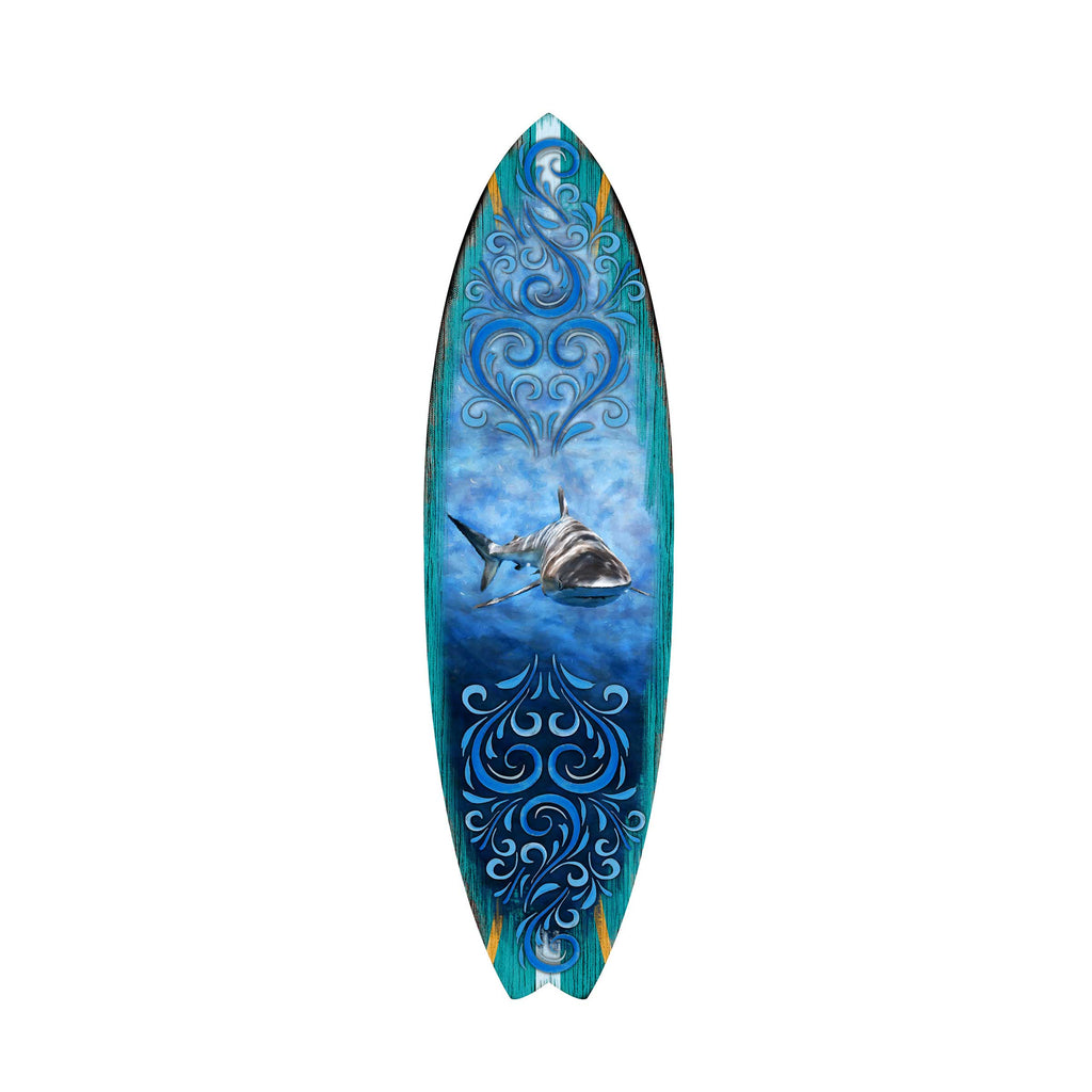 Shark Surfboard Coastal Door Art by G. DeBrekht - Coastal Sea-Life Decor - 8490104HS