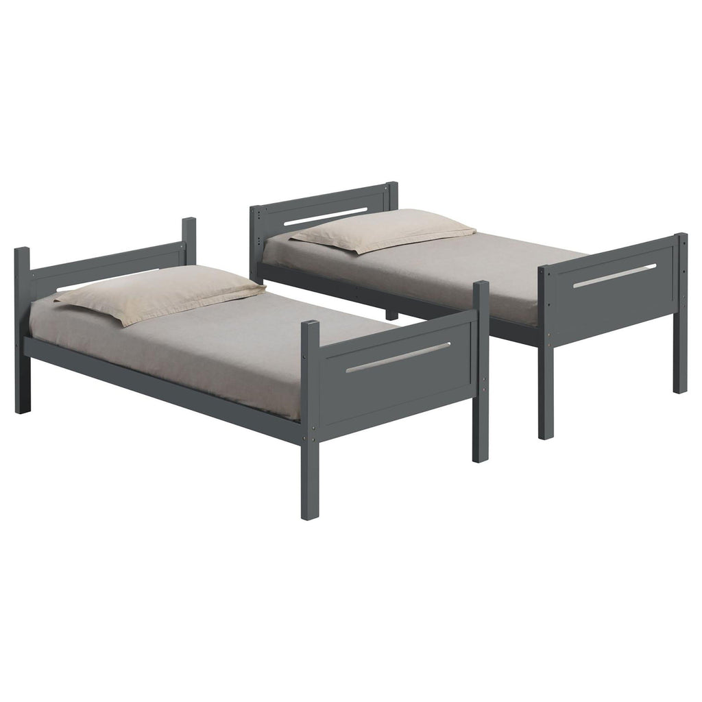 Bunk Bed With Built In Ladder, Safety Guardrails And Angled Access Step