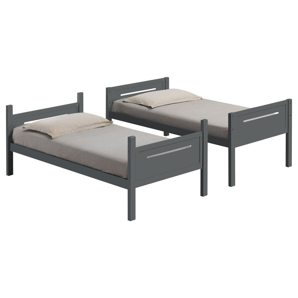 Bunk Bed With Built In Ladder, Safety Guardrails And Angled Access Step