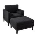 Farmhouse Upholstered Accent Chair With Ottoman, Reversible Lid Coffee Table