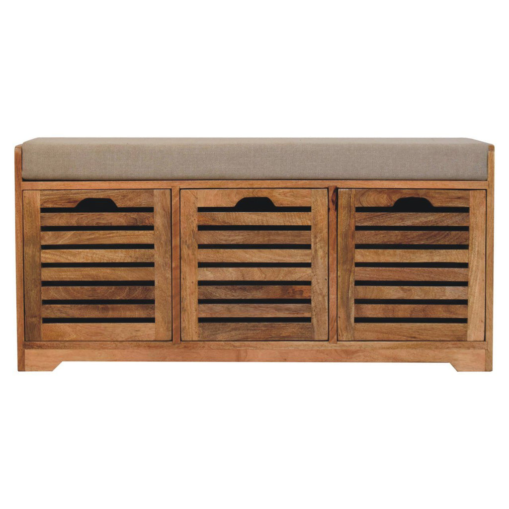 Shutter Shoe Bench, 3 Drawer - Oak