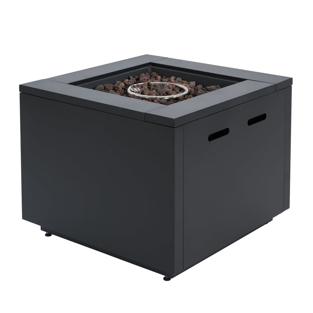 30inch Square  Steel Fire Pit Table, in Black,40000BTU
