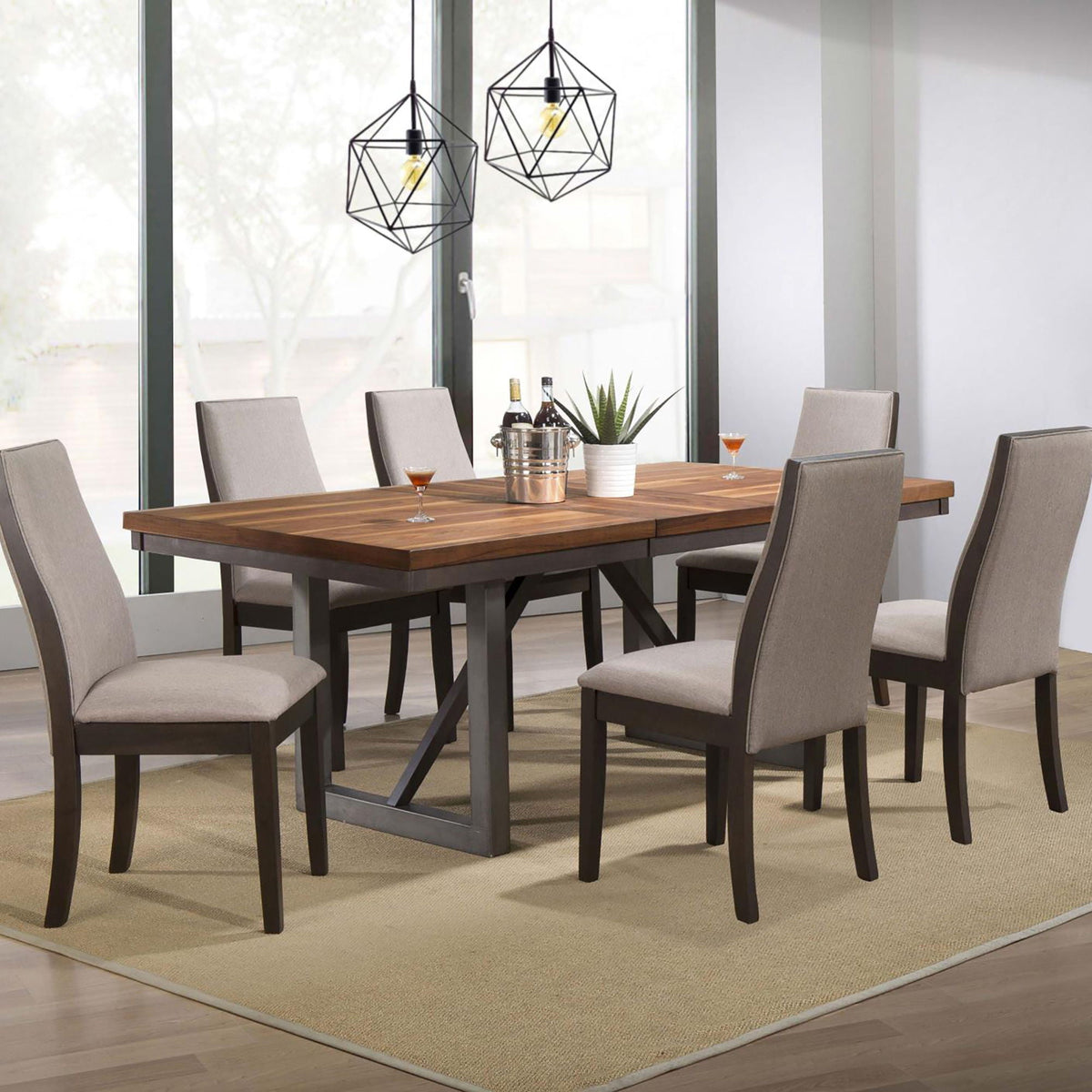 Upholstered Dining Chair (Set of 2) - Taupe / Brown