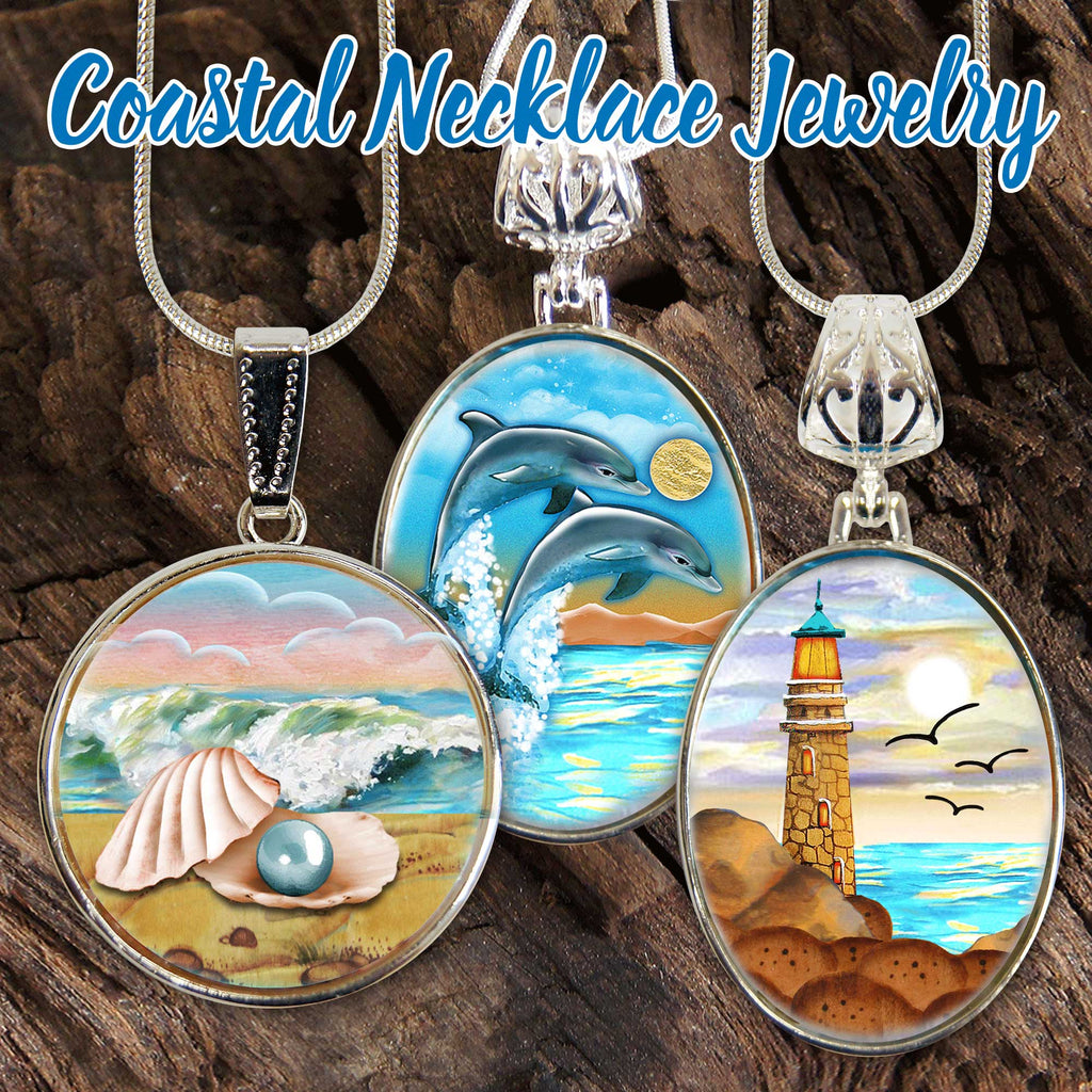 Calm Palms Silver Plated Mother of Pearl Jewelry Pendant Necklace - 44048