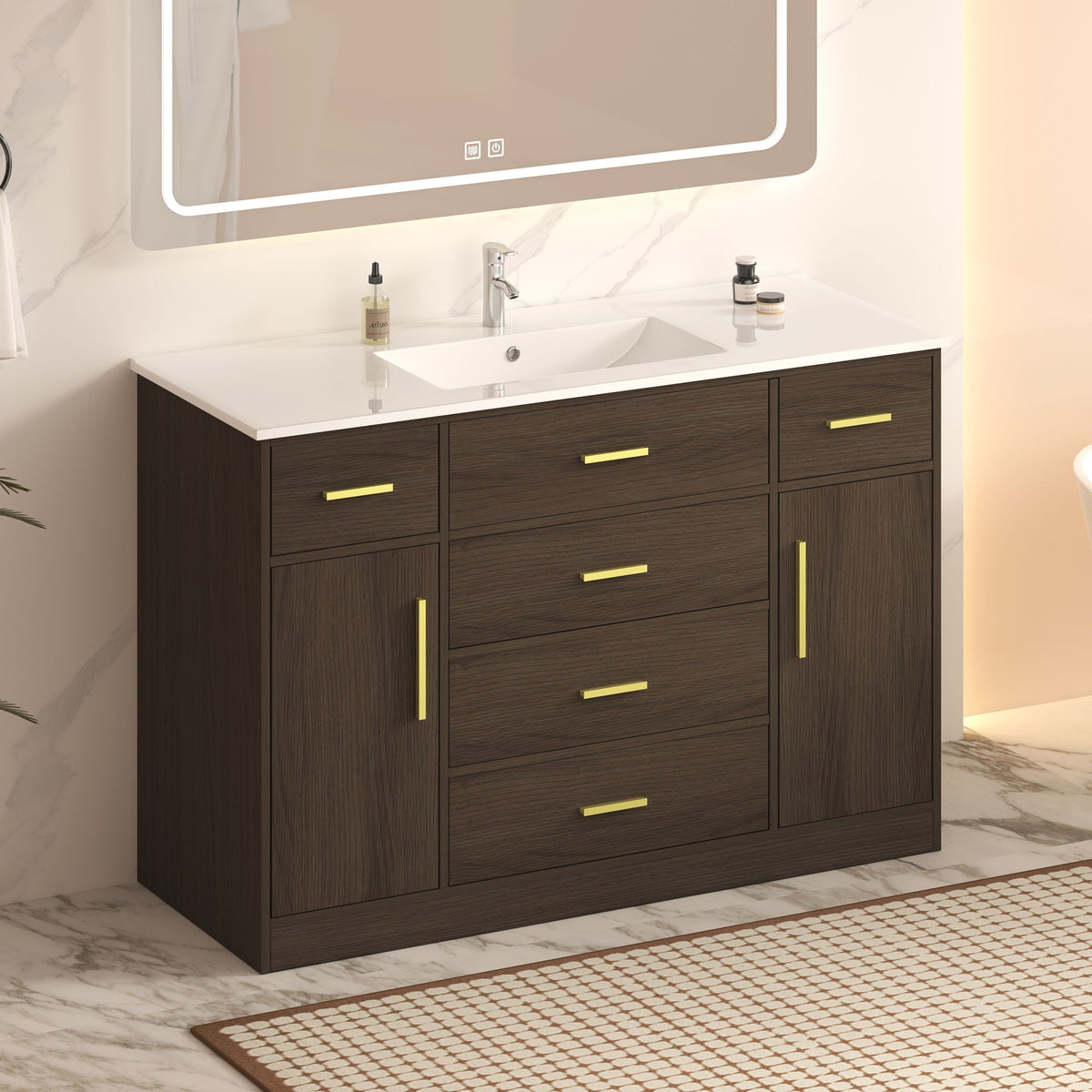 Bathroom Vanity With Abundant Storage 2 Soft Close Doors And 6 Drawers