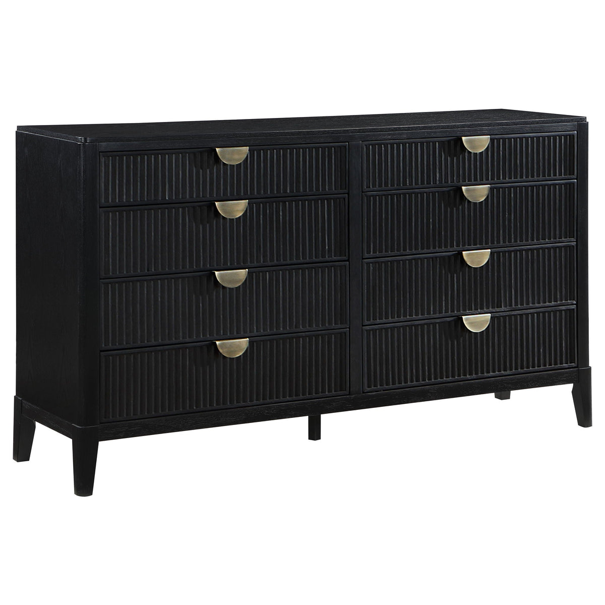 California King 5 Piece Bedroom Set With Fluted Detailing - Black