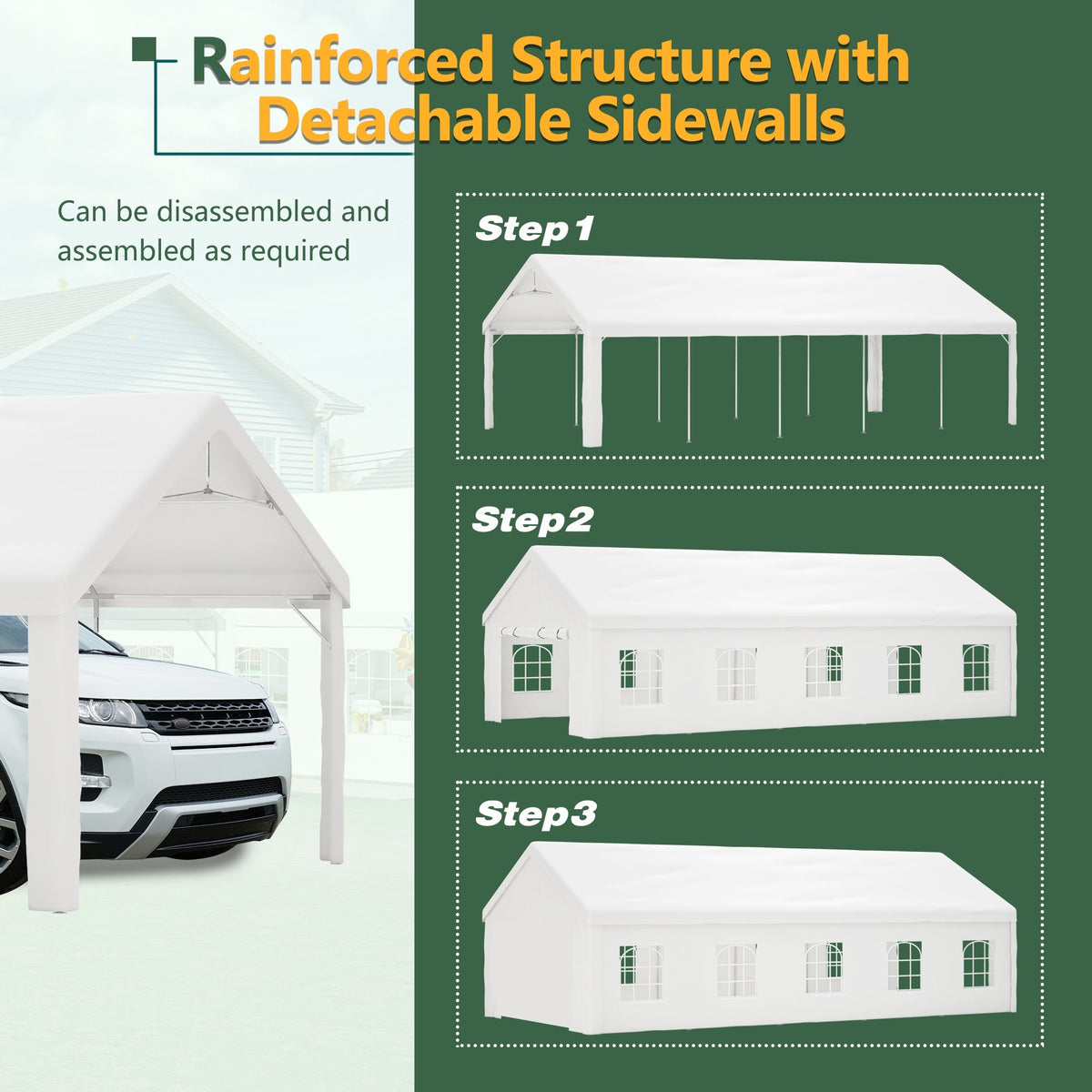 16x32 Ft Party Tent with Removable Sidewalls and Storage Bags