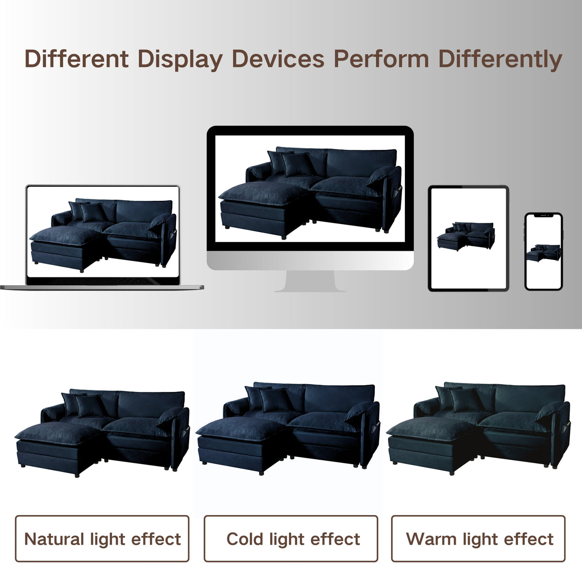 Modular Sectional Sofa Oversized Deep Seat L Shaped Couch Set for Living Room