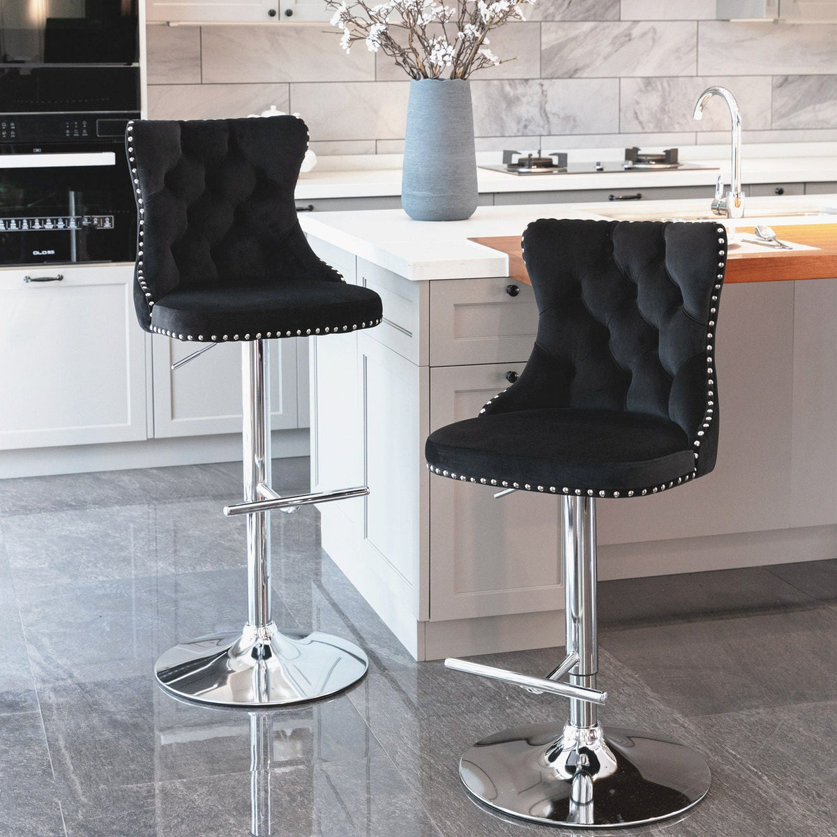 Swivel Adjustable Height Barstools Set of 2