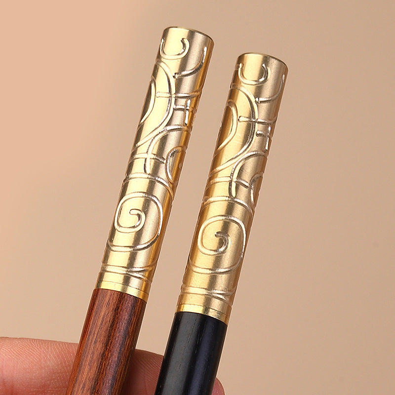 Double-headed Ruyi Golden Hoop Rod Tea Knife to Pry Copper Ebony Tea Needle