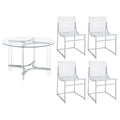 Uptown - 5 Piece Round Dining Set - Chrome
