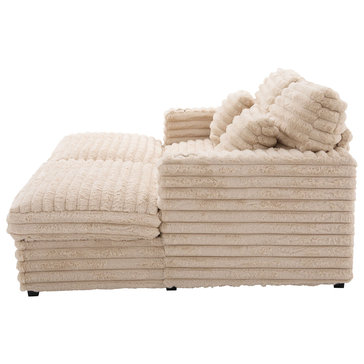 Oversized Double Chaise Lounge Sofa Bed With USB Ports And Cup Holders