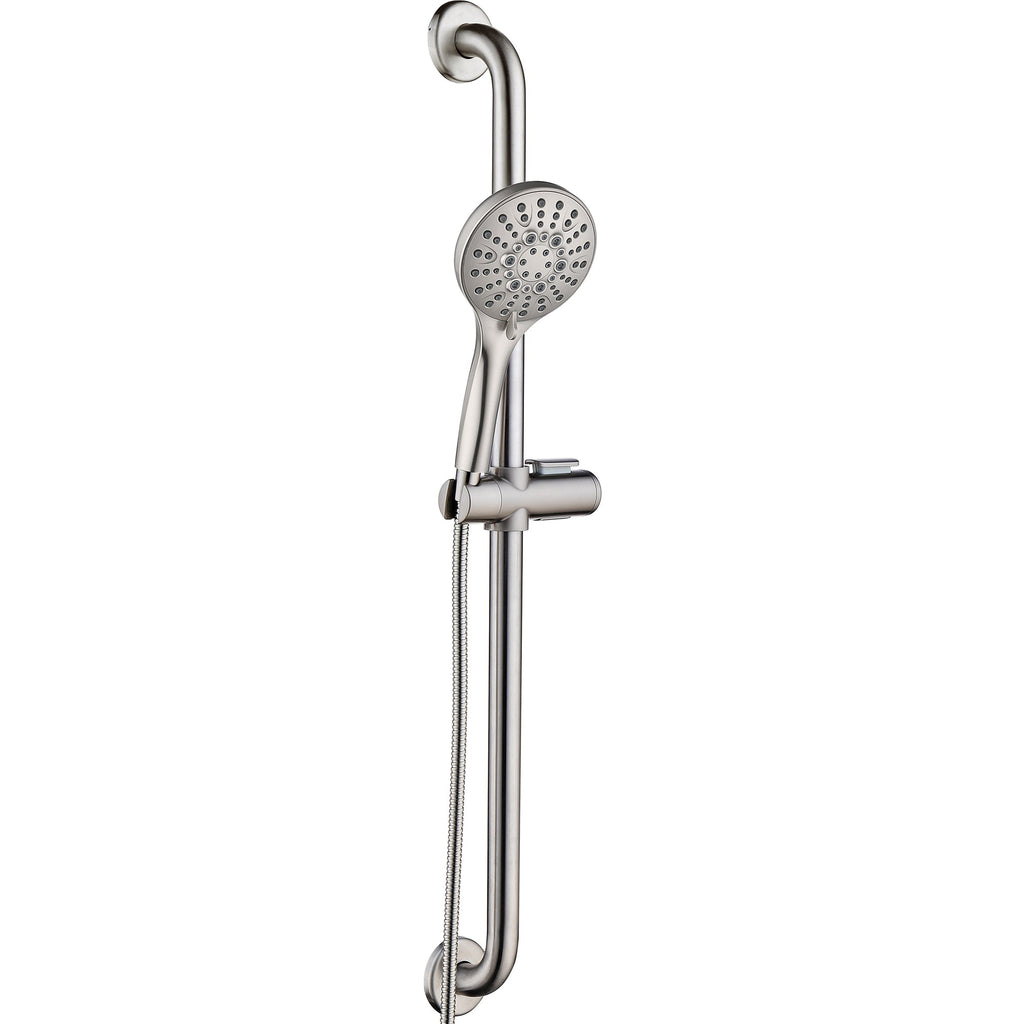 Stainless Steel Slide Bar Grab Rail Set  Includes Handheld Shower Head and 69'' Hose