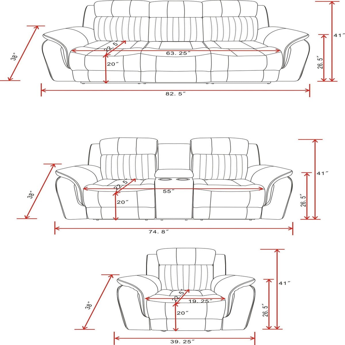 Steban - Console Reclining Loveseat - Gray