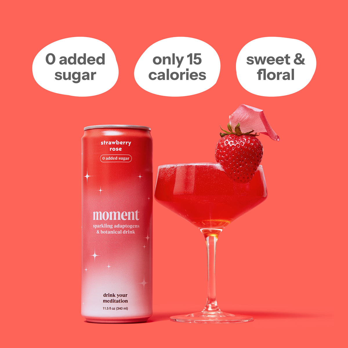 strawberry rose (botanical soda | 12 pack)