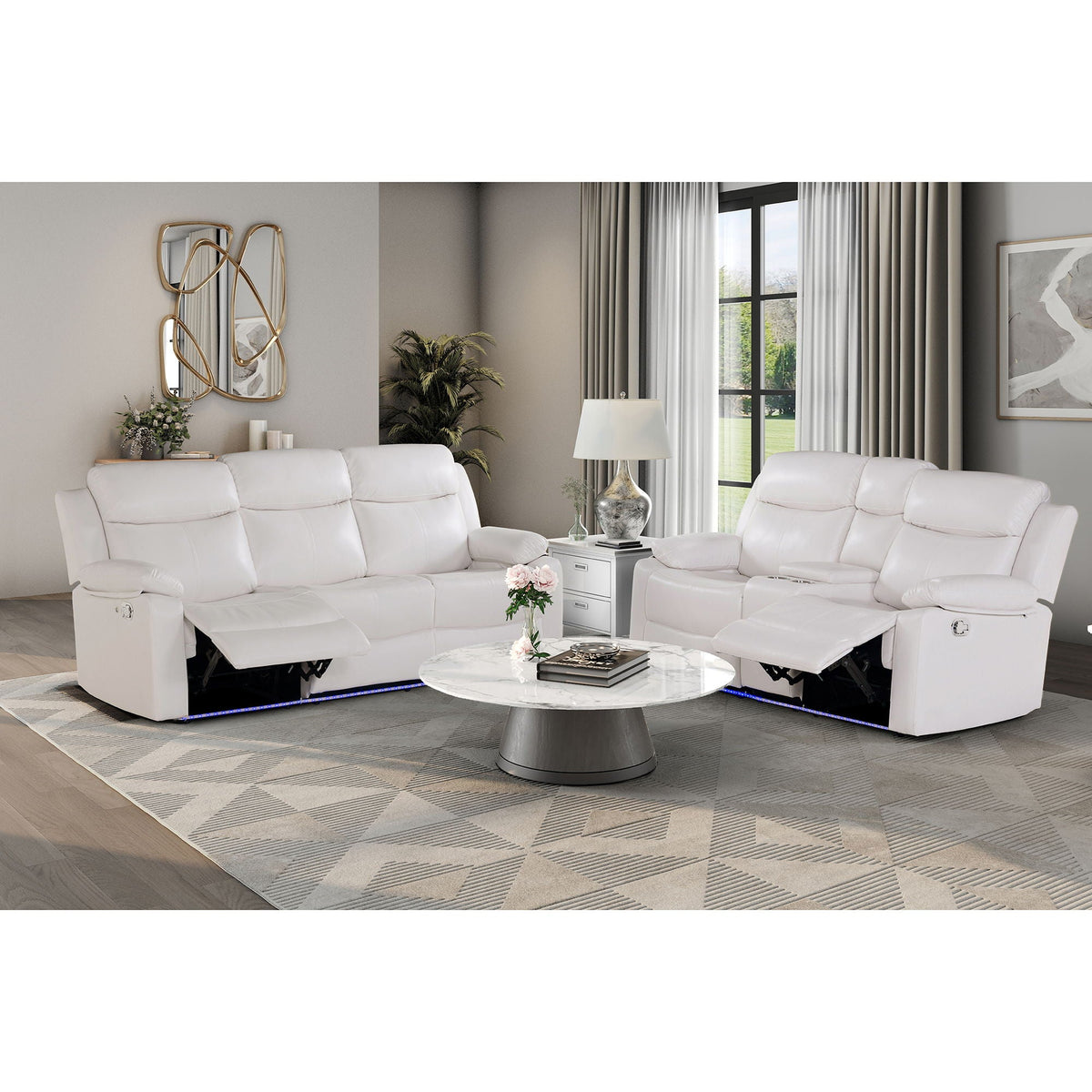 Blanche - Console Reclining Loveseat With LED Lights And Speakers