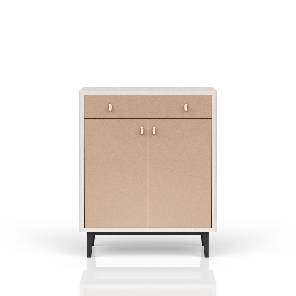 Bar Cabinet With Large Storage - White / Pecan