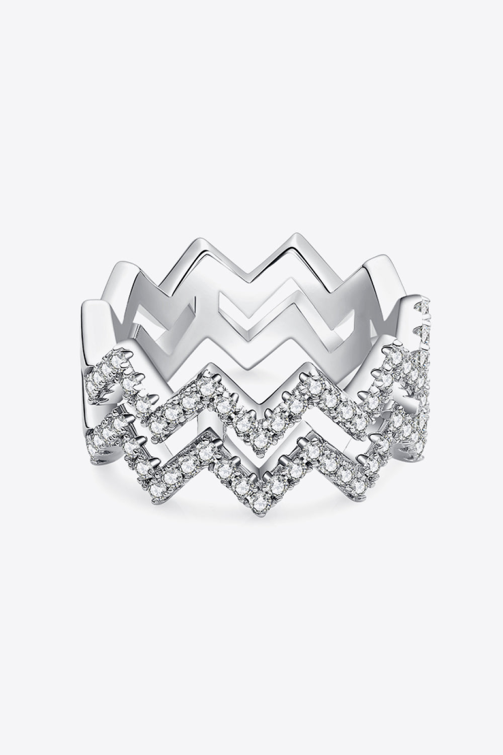 Adored Sparkala™ Zigzag Stacking Rings (Platinum Over Pure Sterling Silver)