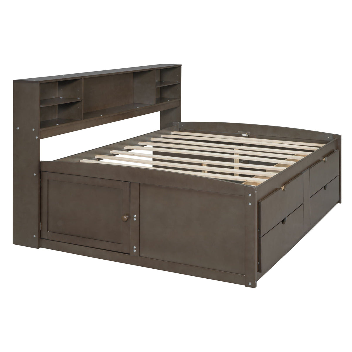 Daybed With 2 Bedside Cabinets, Upper Shelves And 4 Drawers