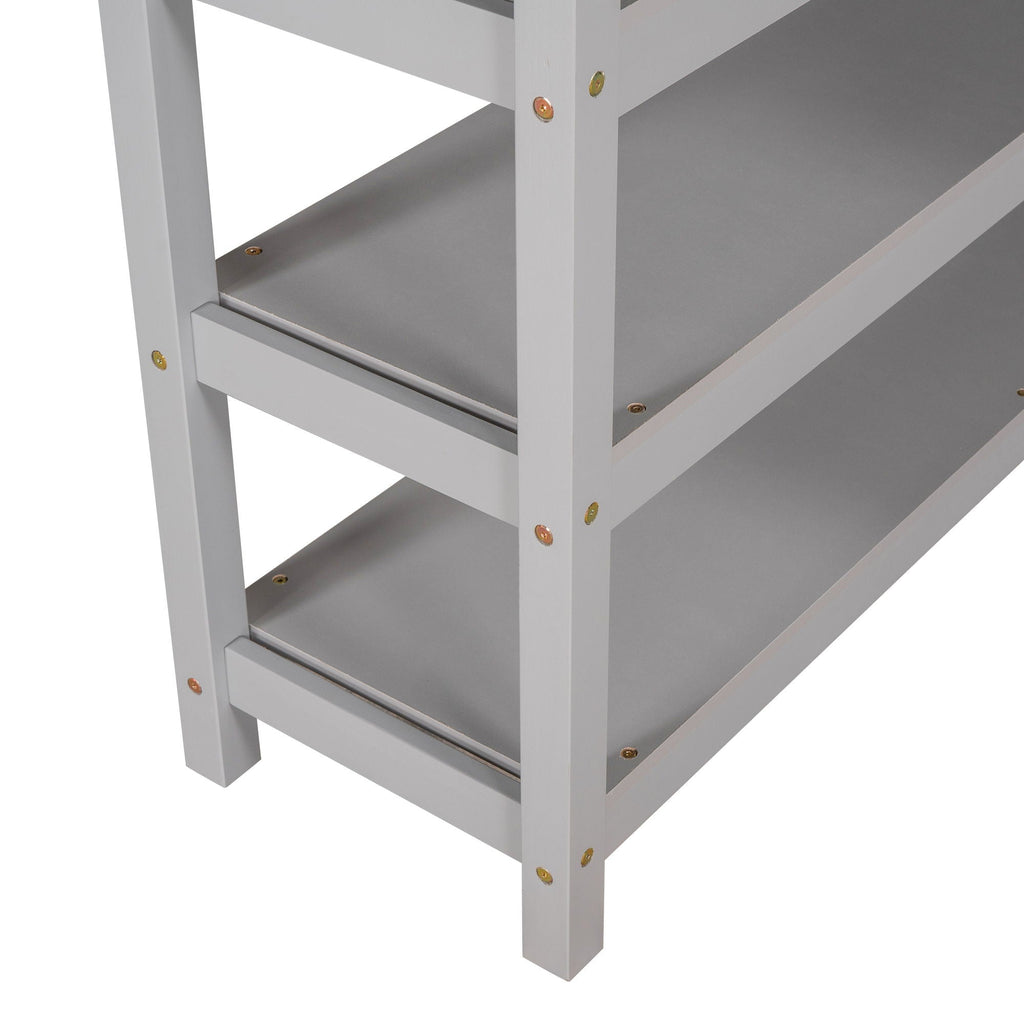 Loft Bed With Storage Shelves And Under Bed Desk