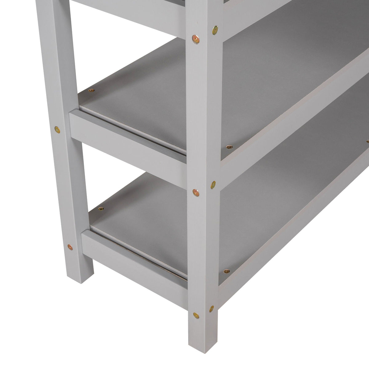 Loft Bed With Storage Shelves And Under Bed Desk