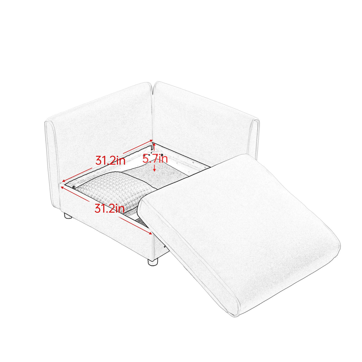 Stylish Sofa With Storage Seat And Cylindrical Backrest