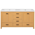 Bathroom Vanity With Double Sink, Soft Close Doors & Drawers Handles - Wood