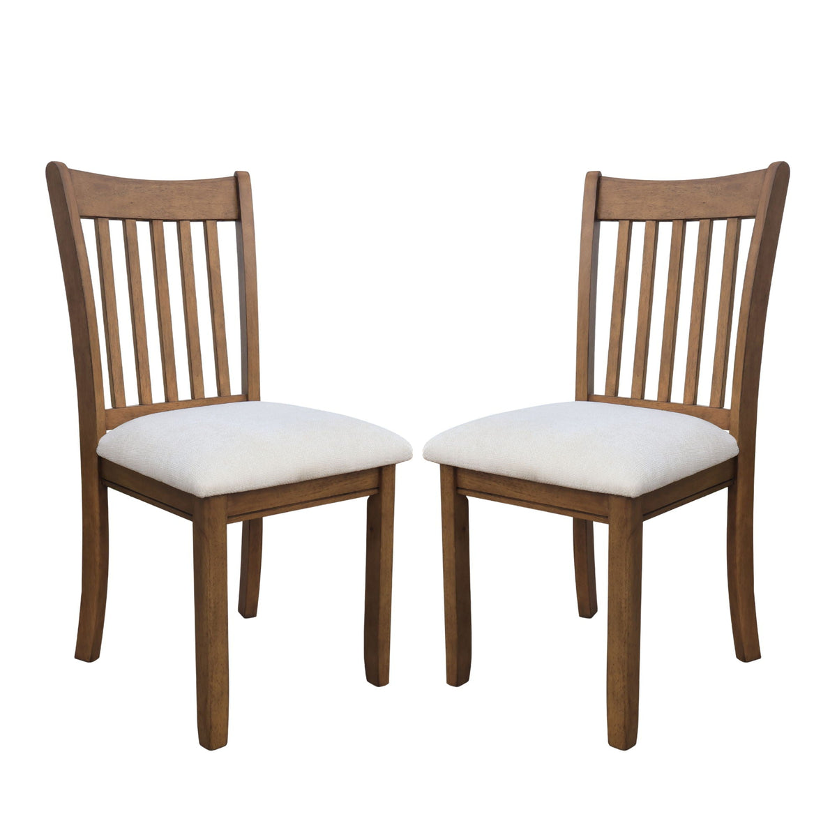 Modern Dining Chair, Wooden Back, Cushion Seats (Set of 2)