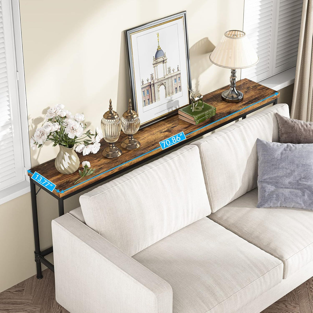 Tribesigns - Extra Long Console Table - Brown / Black