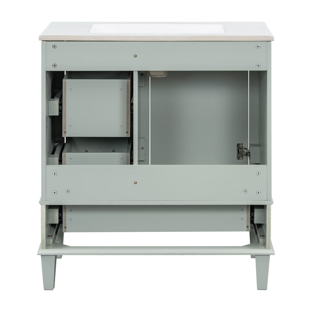 Bathroom Vanity, Modern Bathroom Cabinet With Sink Combo Set, Bathroom Storage Cabinet With A Soft Closing Door And 3 Drawers, Solid Wood Frame