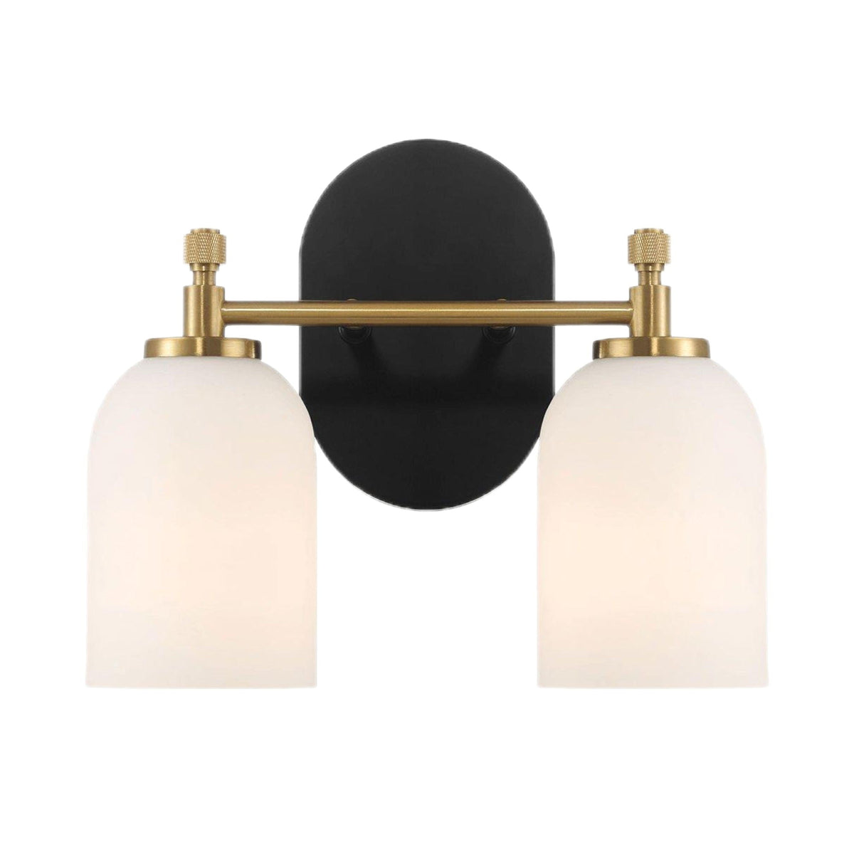 Vortex - 2 Lights Vanity In Style For Over Bathroom Mirror Wall Sconce - Black / Gold / White