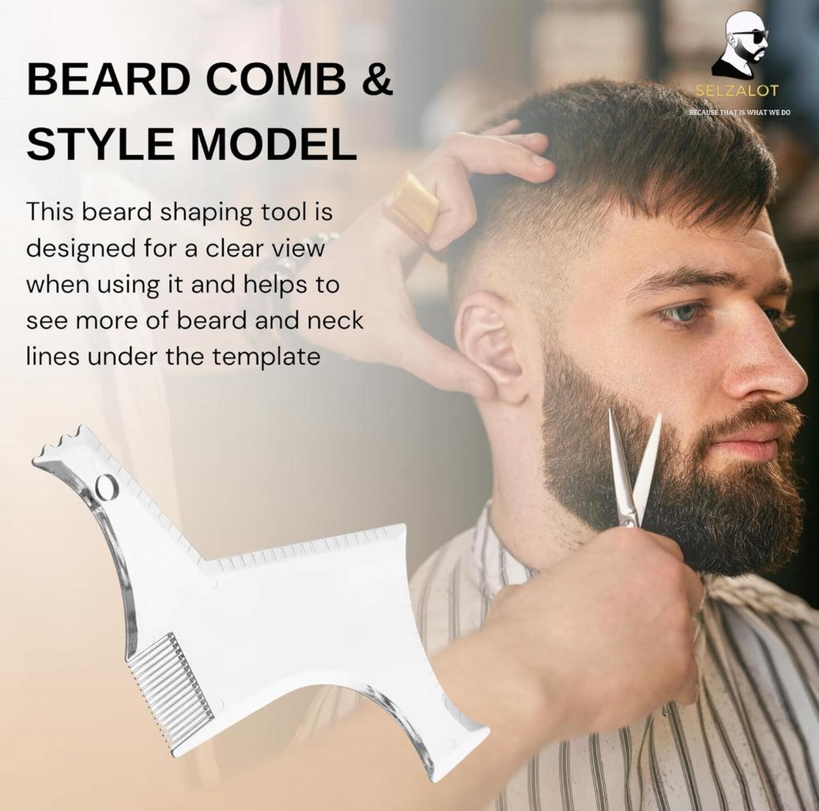 Beard Shaper for Men Beard Lineup Tool for Grooming Beard Guide Shaping Tool for Straight & Curve Cut Barber Tools Goatee Shaper Beard Template for Men to Style Facial Hair
