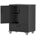 Mobile Tool Cart With Lockable Casters, Heavy-Duty Storage Organizer - Black