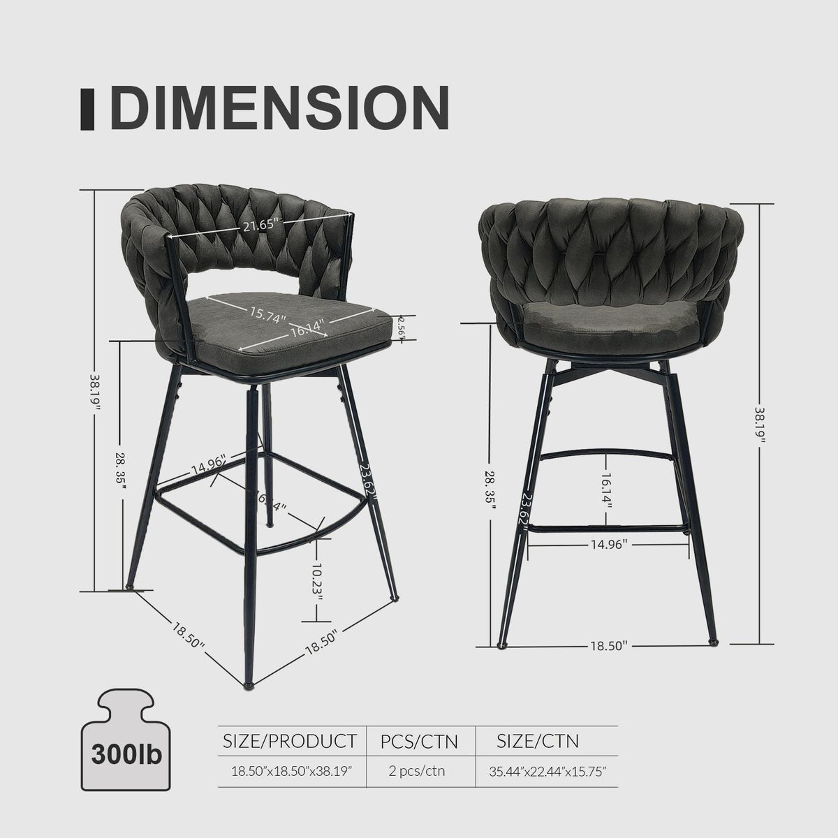 Bar Stool 360 Swivel With Back Footrest