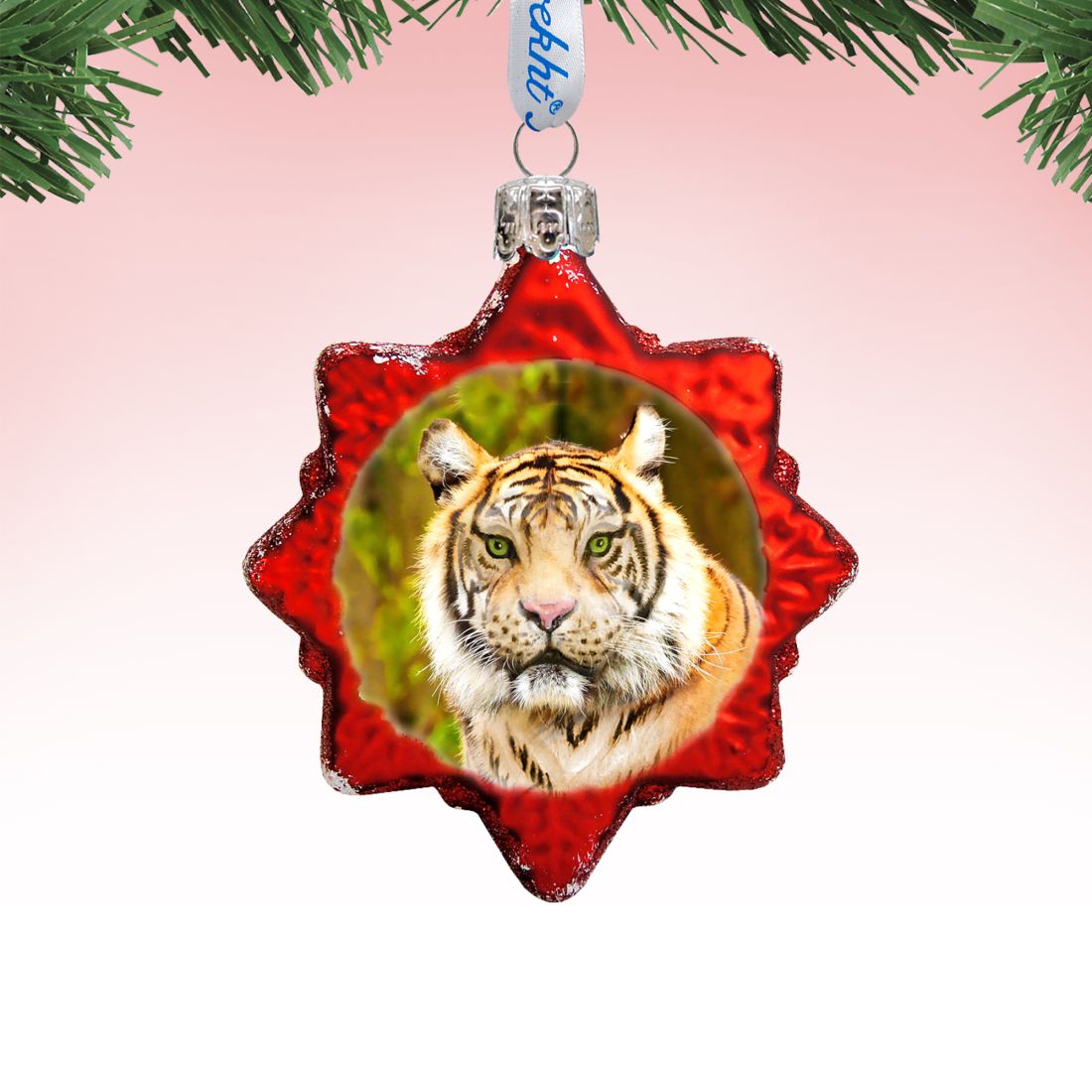 Tiger Safari Mercury Glass Ornament by G. DeBrekht - Wildlife Holiday Decor - 771032