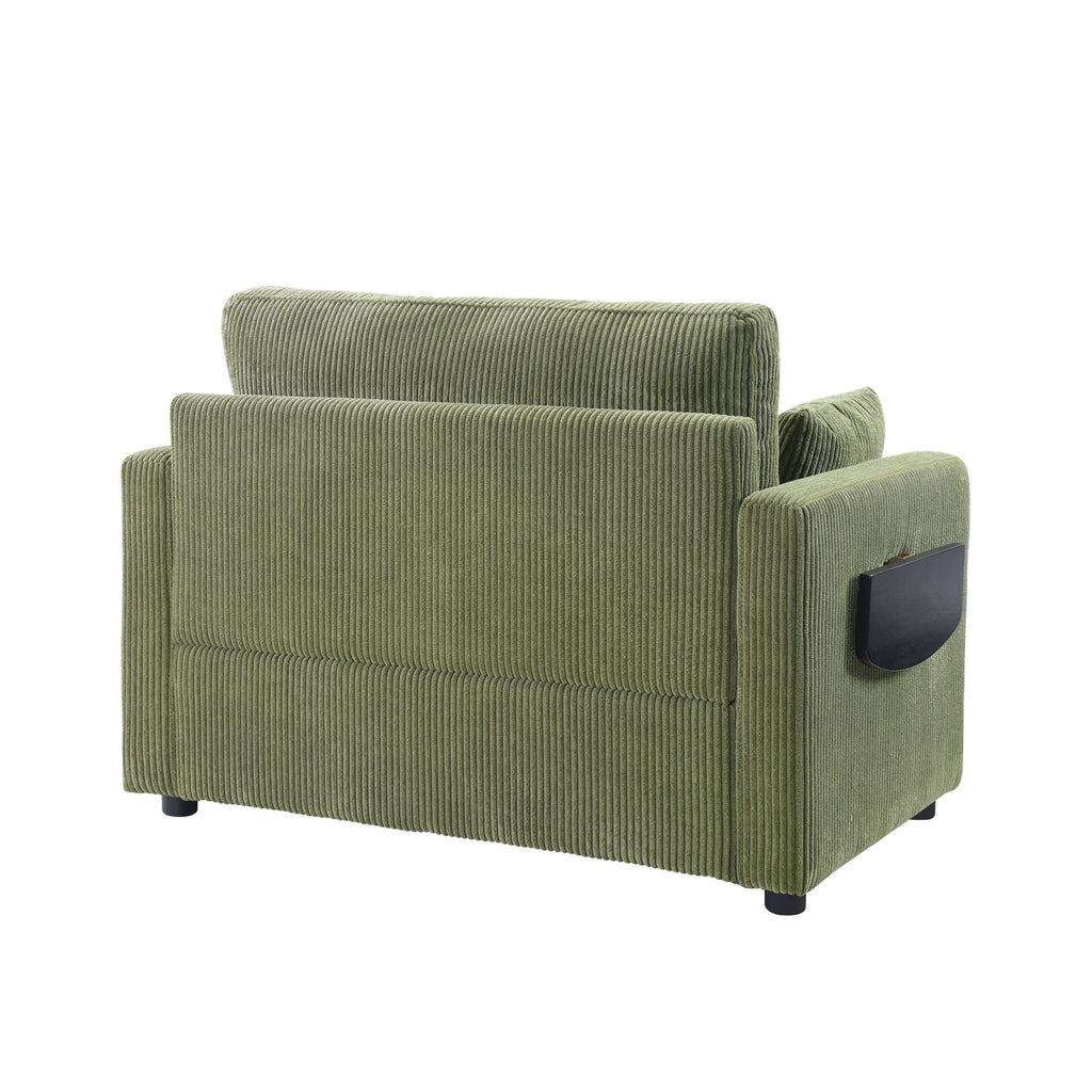 Sleeper Sofa With Foldable Mattress, USB Ports, Side Table & Storage Pocket