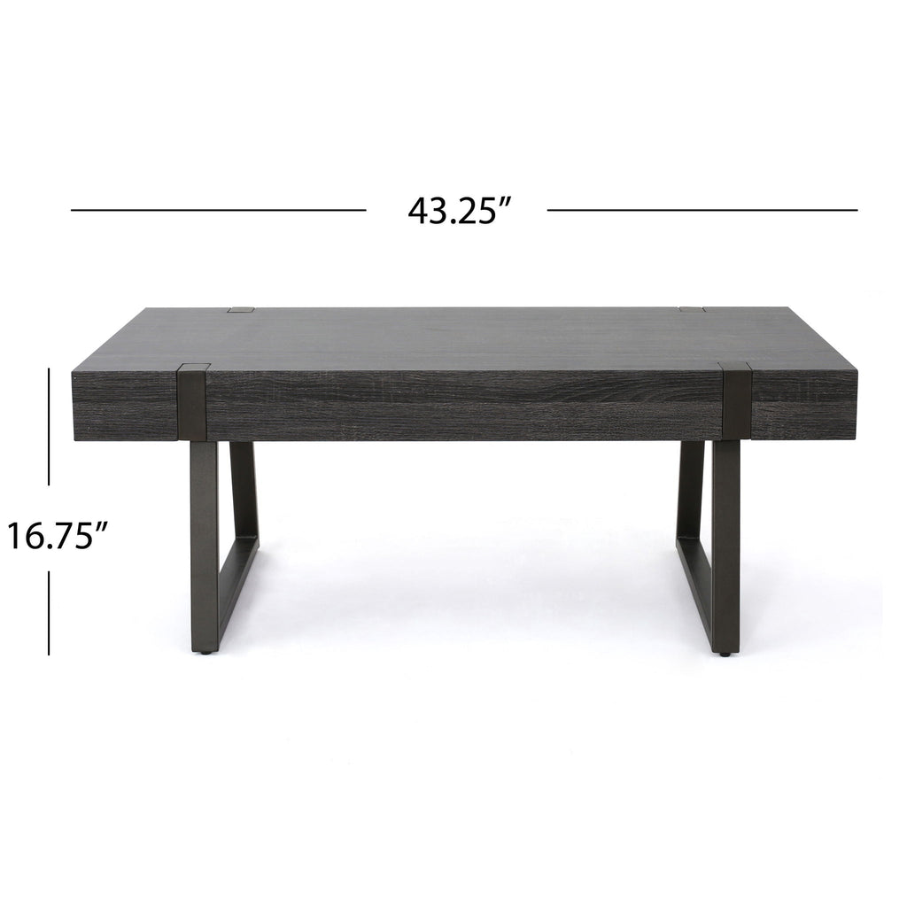 Abitha Coffee Table With Industrial Powder Coated Metal Legs