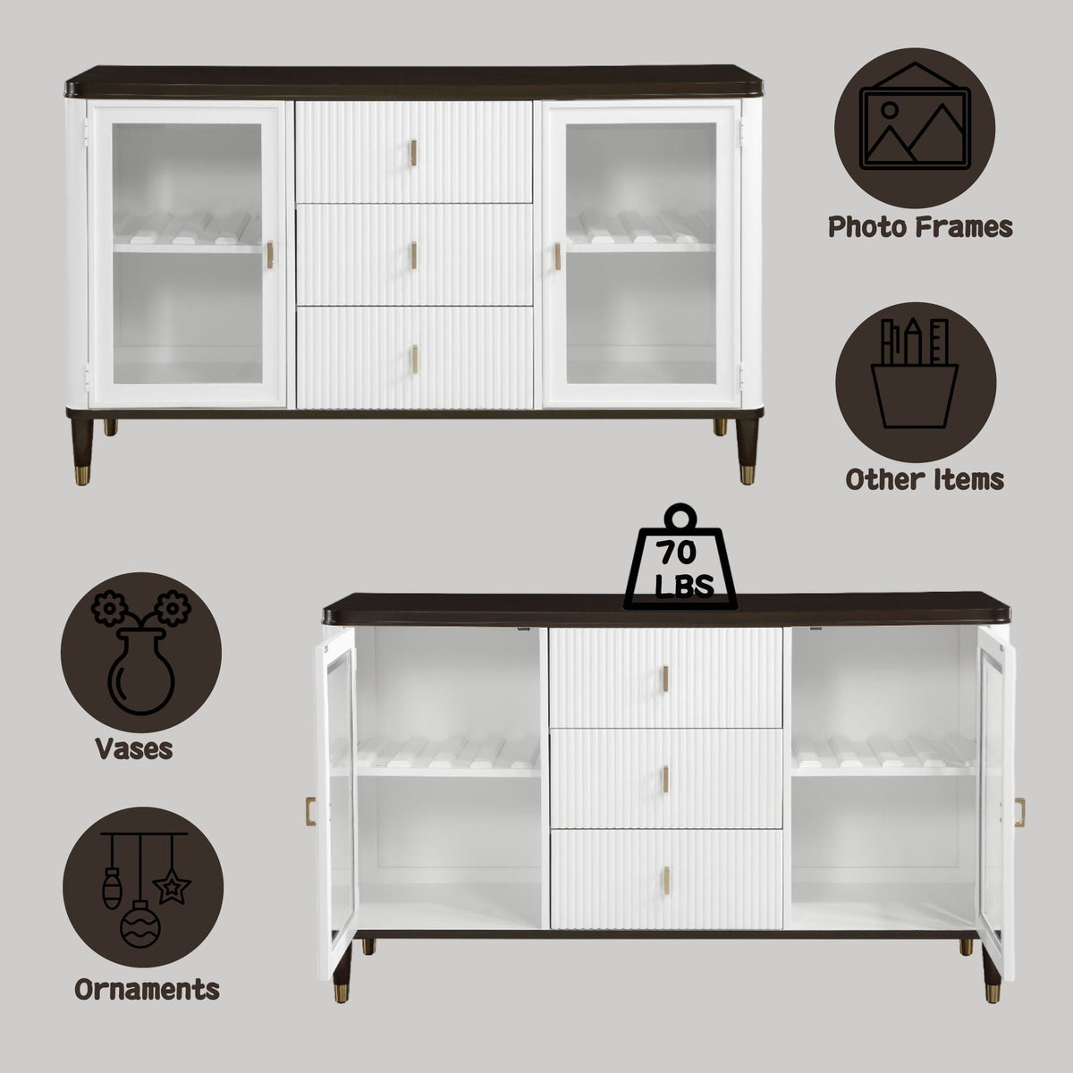 Carene Server Brown / White