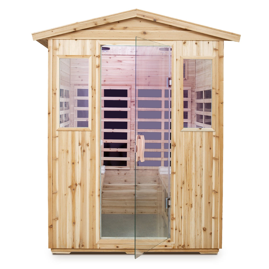 4 Person Old Fir Far Infrared Outdoor Sauna Room - Natural