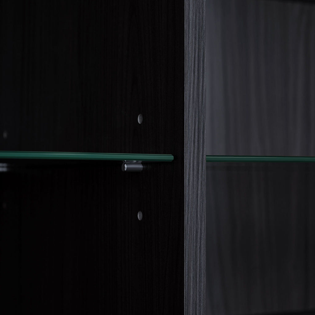 Modern Minimalist Style LED Curio Cabinet With Tempered Glass Door, Metal Legs