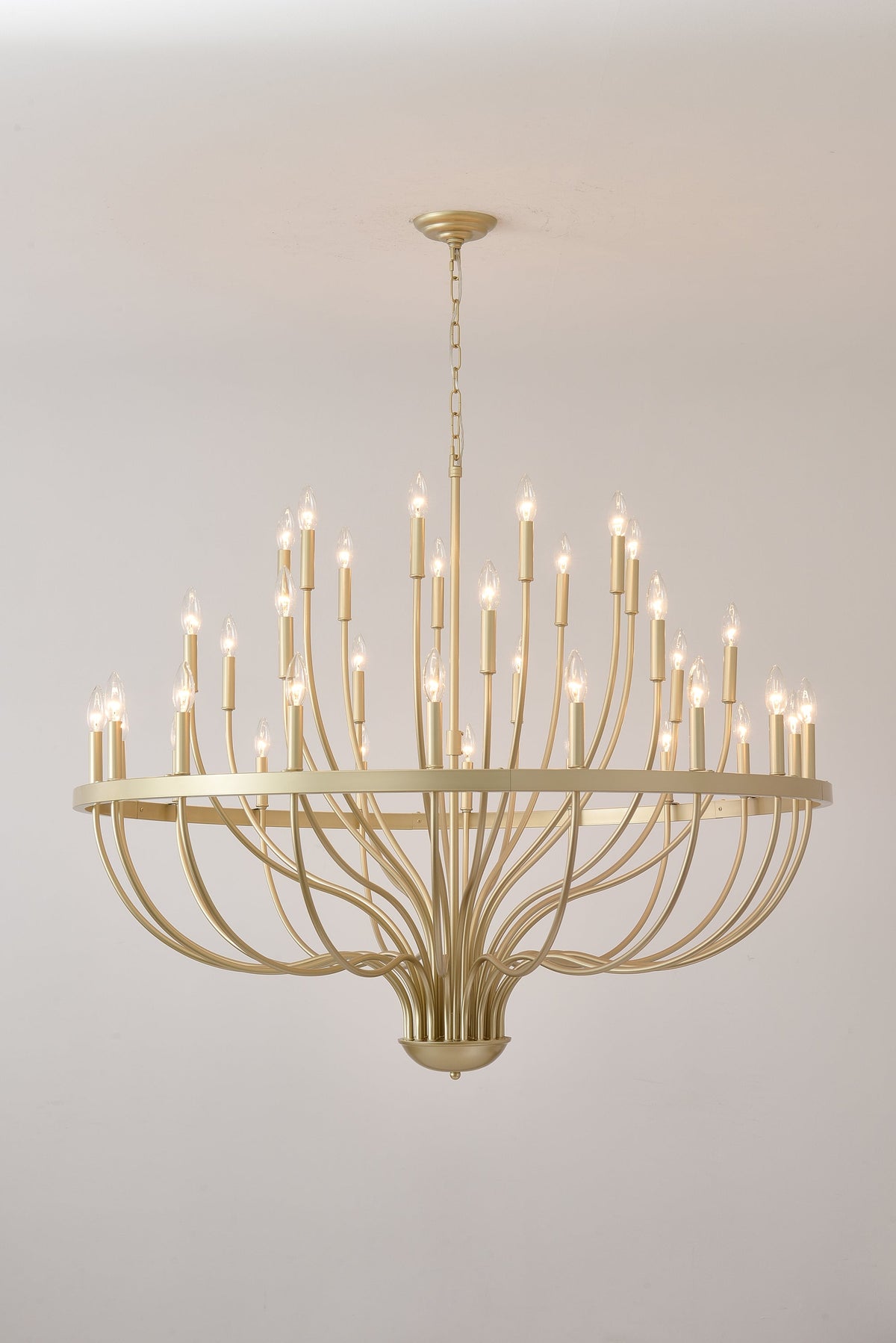 36-Light Gold Industrial Iron Candle Chandelier