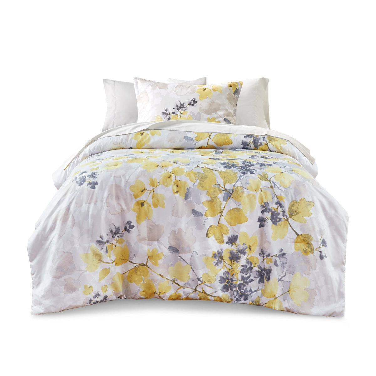 Comforter Set with Bed Sheets Yellow Full