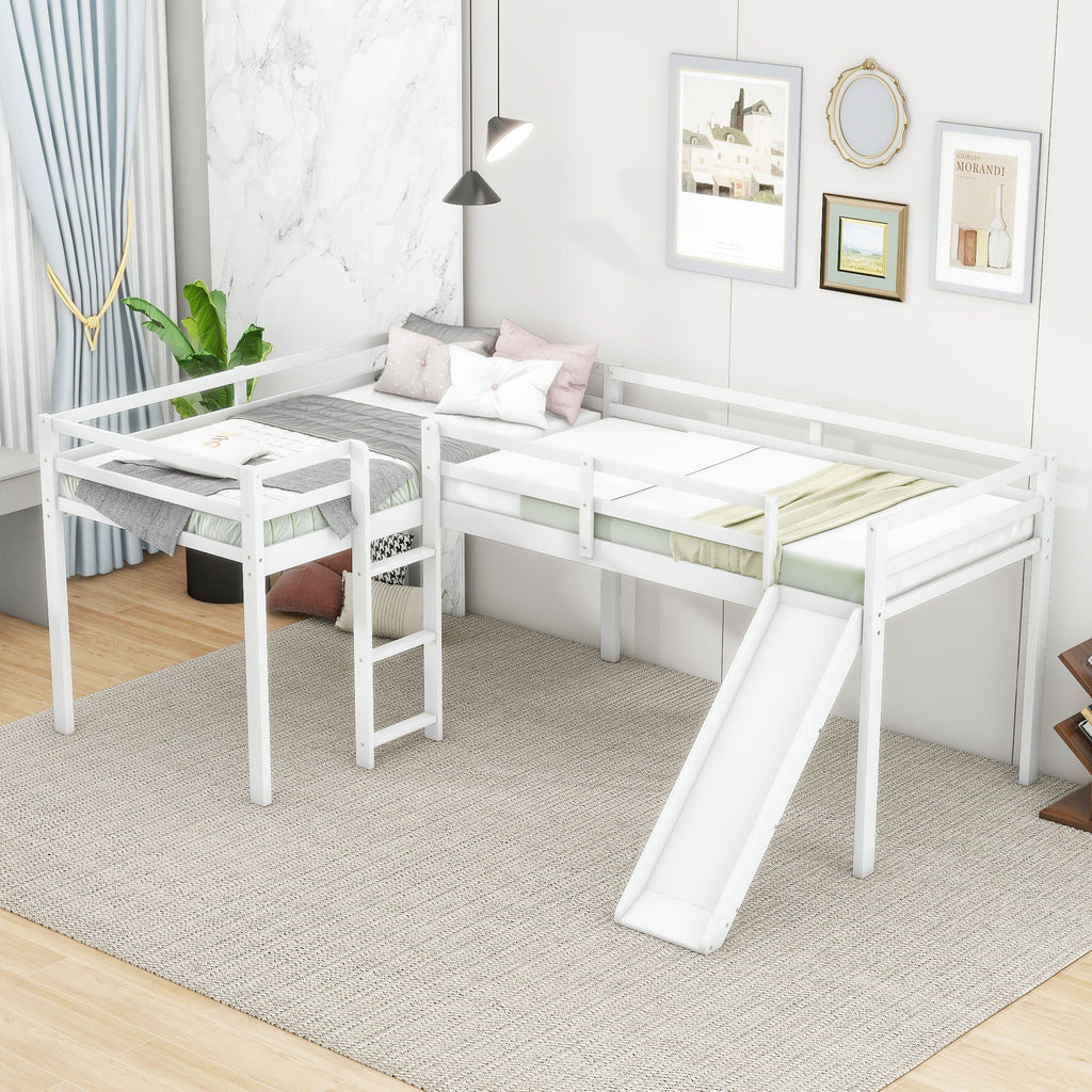L Shaped Loft Bed With Ladder And Slide
