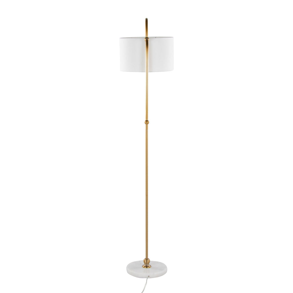 Leslie - Glam / Art Deco Floor Lamp - Gold / White