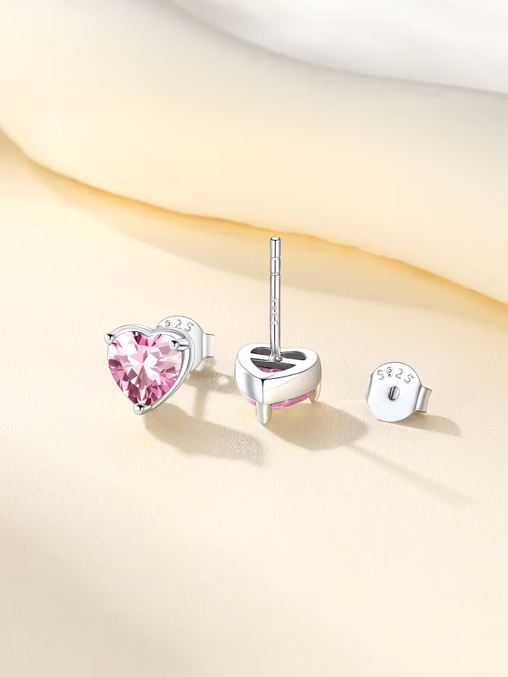 Silver Earrings for Women 925 Sterling Silver Heart Birthstone Stud Earrings Birthday Jewelry Gift