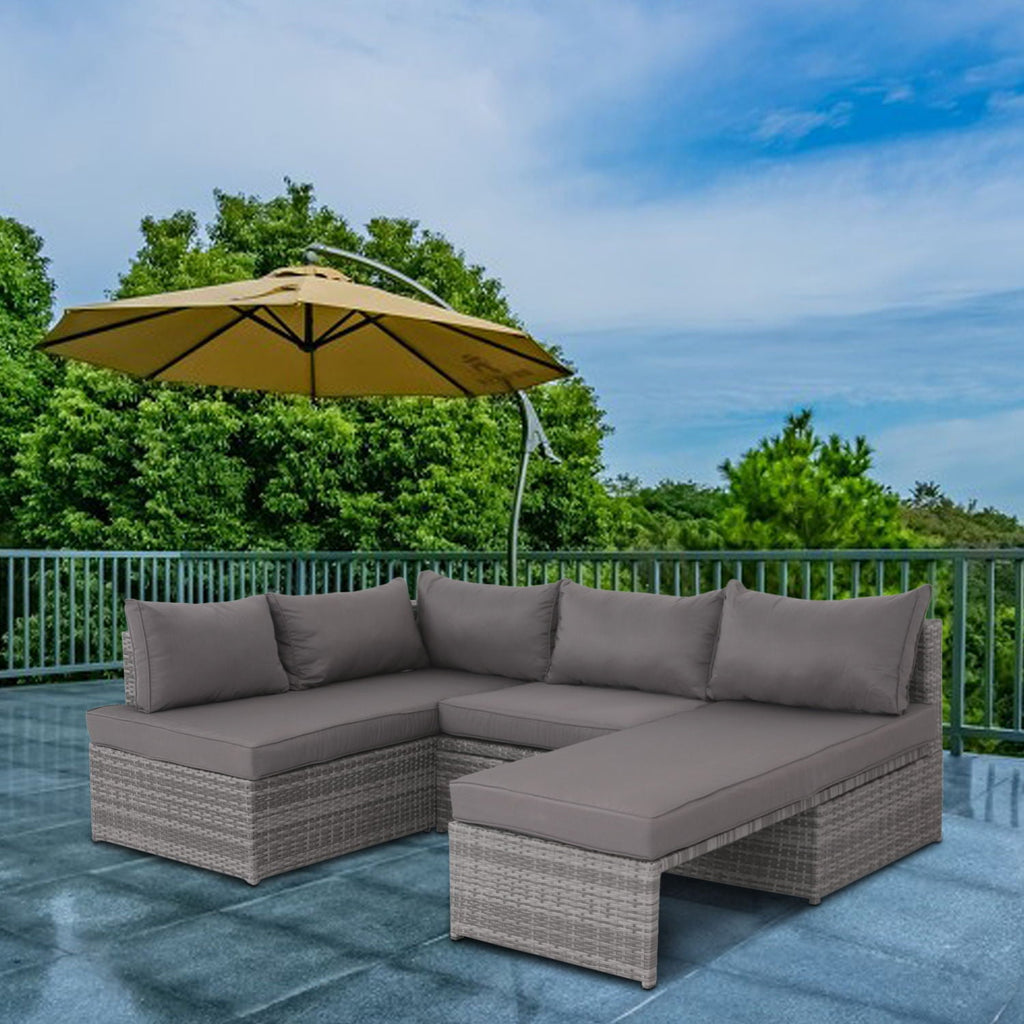 Patio Sofa With Cushions - Gray