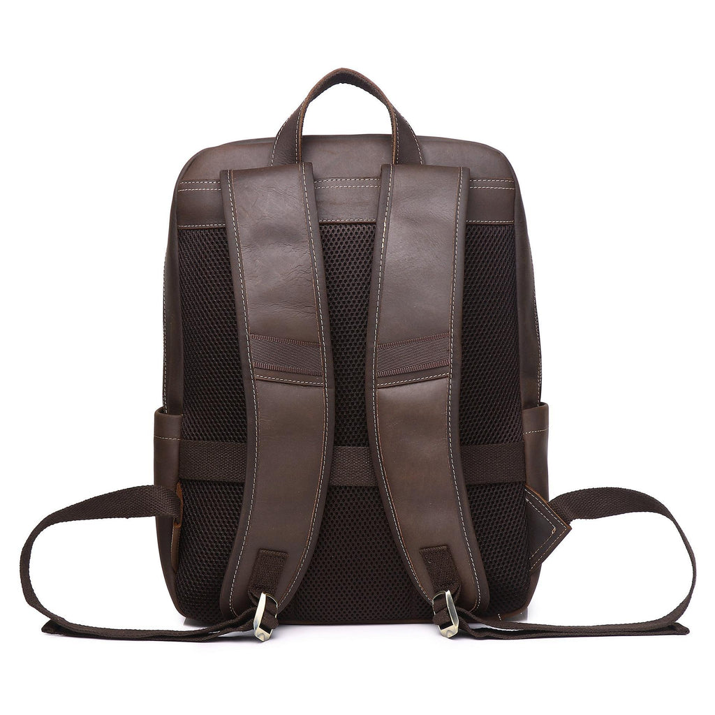 Men's Crazy Horse Leather Backpack – Genuine Cowhide Business Travel Bag