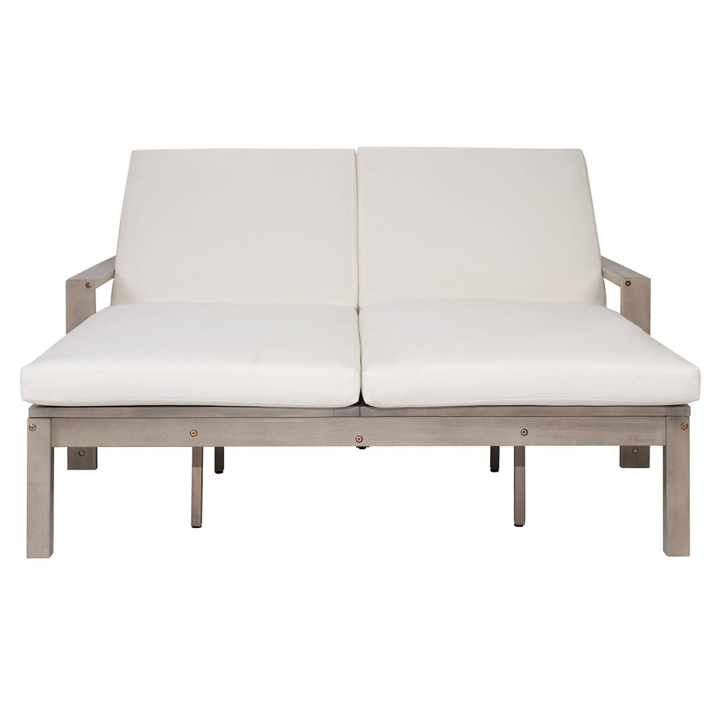Outdoor Double Lounge Chair With 5 Position Adjustable Backrest