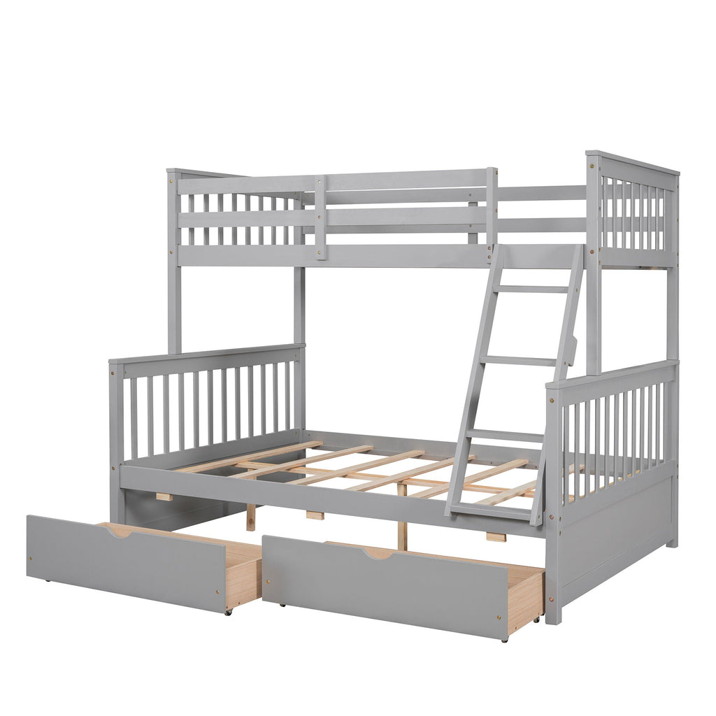 Bunk Bed With Ladders And 2 Storage Drawers
